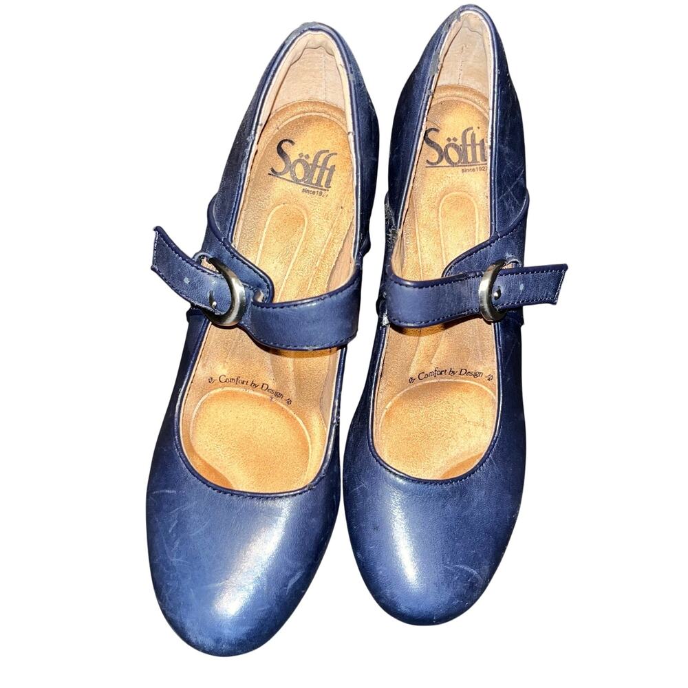 Sofft Leslie Leather Navy Pumps Heels Sz 6M